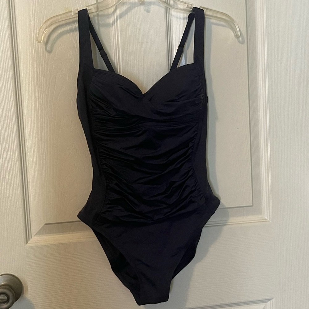 Dark navy retro one piece swimsuit
